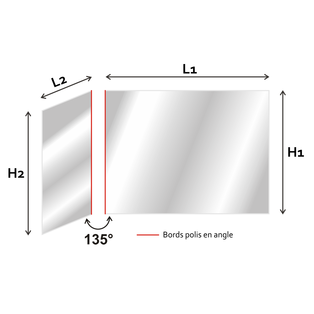 Verre prismatique – 2 verres, 135°